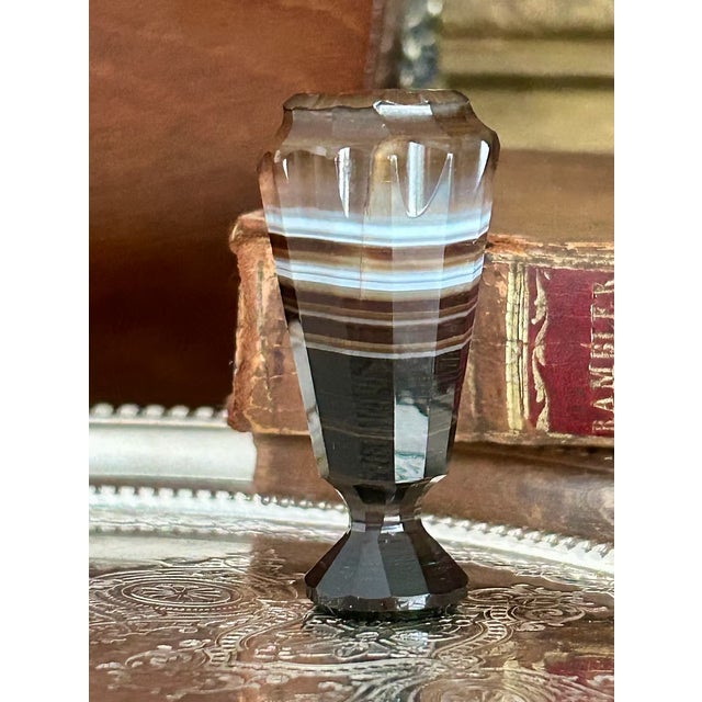 French Antique French Faceted Banded Agate Desk Seal For Sale - Image 3 of 4