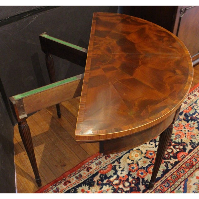 Circa 1790 George III Demilune Fold-Over Games Table For Sale - Image 4 of 5