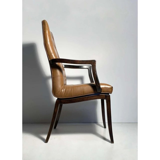 Brown Vintage High Back Arm Chairs Attributed to Edward Wormley for Dunbar - a Pair For Sale - Image 8 of 11