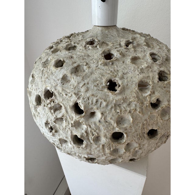 Large Mid-Century Danish Butalist Ceramic Table Lamp in the style of Sejer, 1960s For Sale - Image 4 of 8
