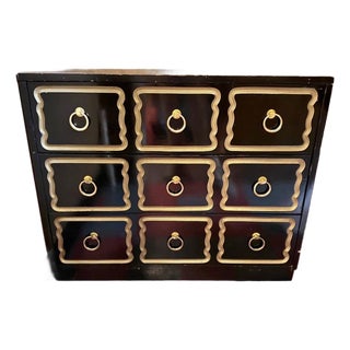1950’s Attributed to Dorothy Draper Espana Line Mid Century Modern Chest of Drawers. Black Lacquer Made of Cherry For Sale