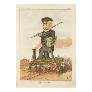 After A. Bisetsky, French Belle Époque Caricature, 1885, Chromolithograph For Sale