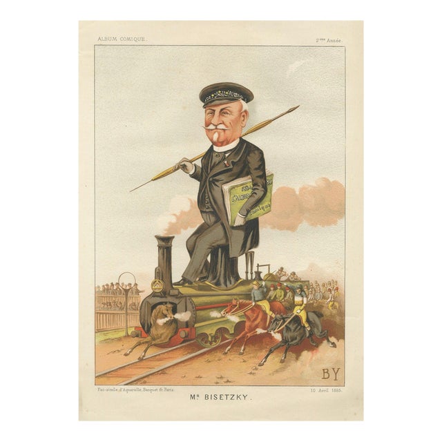 After A. Bisetsky, French Belle Époque Caricature, 1885, Chromolithograph For Sale