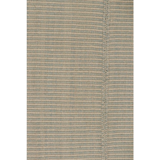 Rug & Kilim’s Contemporary Kilim in Blue and Cream Stripes For Sale In New York - Image 6 of 7