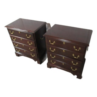 1980s Pair White Mahogany Nightstands Bachelors Chests For Sale