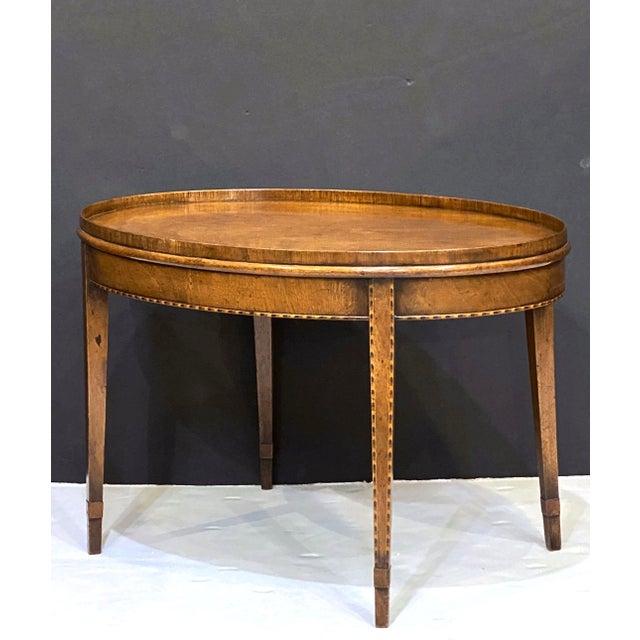 English Oval Low Side or Coffee Table of Inlaid Mahogany For Sale - Image 12 of 12