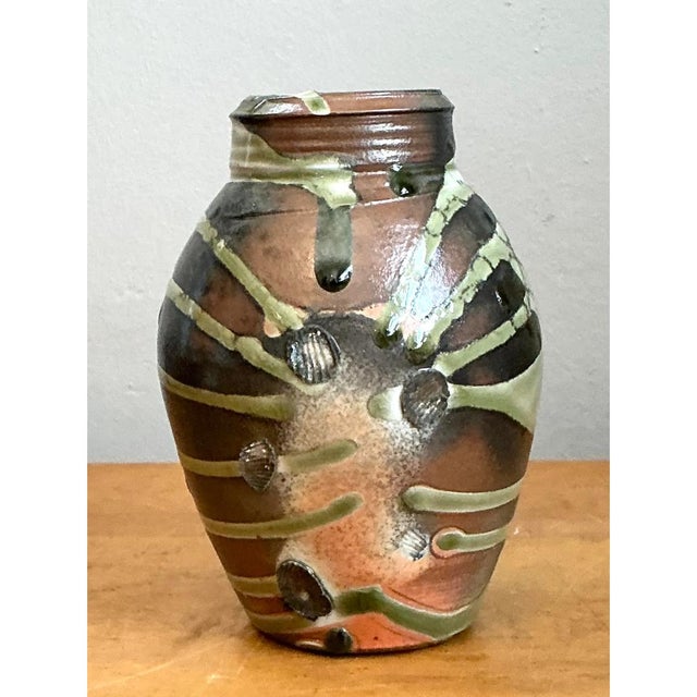 Contemporary Vintage Abstract Ceramic Vase For Sale - Image 3 of 12