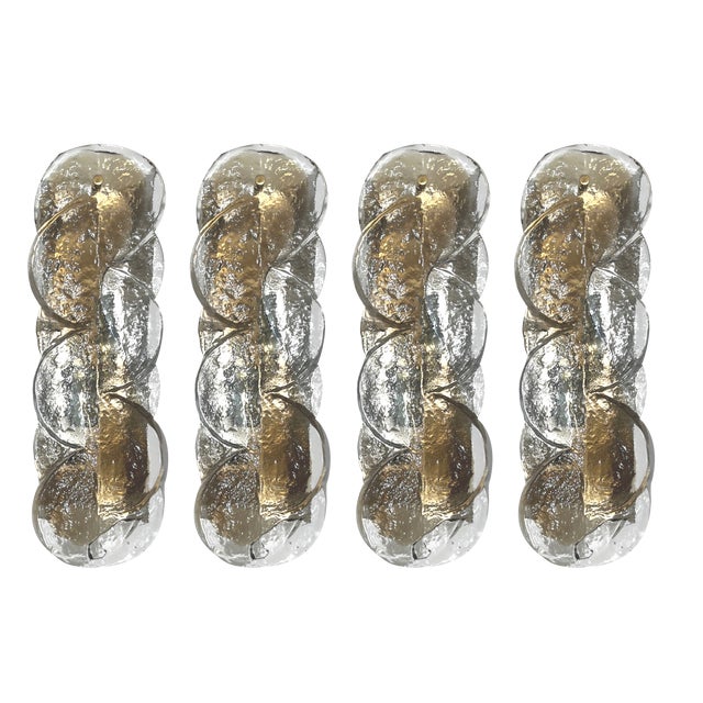 Mid-Century Austrian Citrus Wall Sconces in Murano Glass from Kalmar, 1970s, Set of 4 For Sale