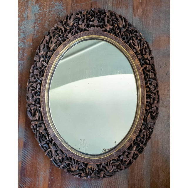Chinoiserie 19th Century Chinese Canton Export Carved Reticulated Mirror Frame With Birds For Sale - Image 3 of 18