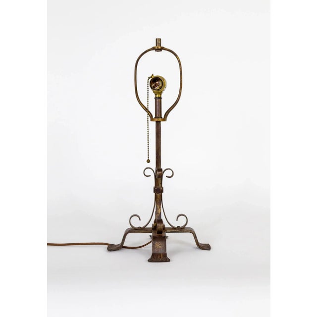 Arts & Crafts Early 20th Century Wrought Iron Table Lamp For Sale - Image 3 of 10