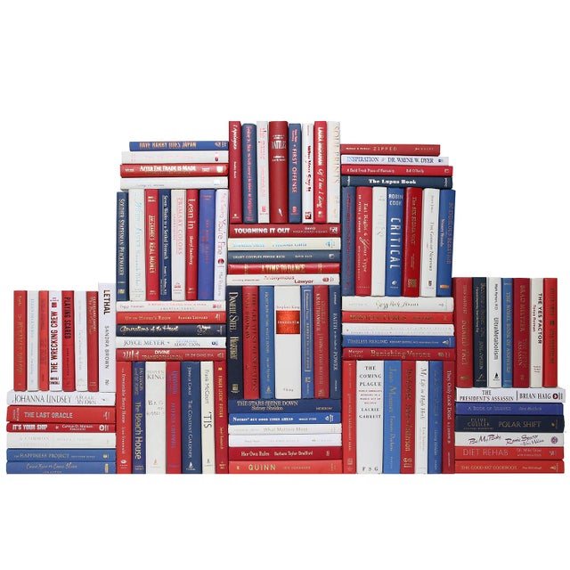 American Decorative Books - Americana Book Wall - Set of 100 Red and Blue Books For Sale - Image 3 of 3