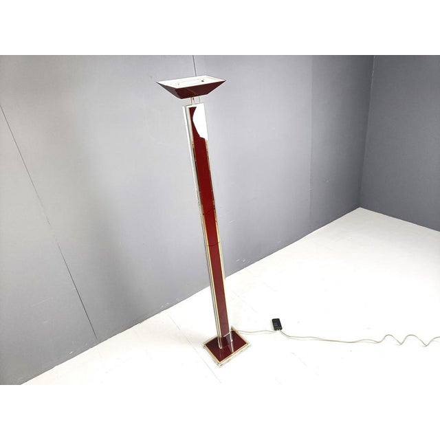 Vintage Brass and Acrylic Glass Floor Lamp, 1970s For Sale - Image 4 of 9