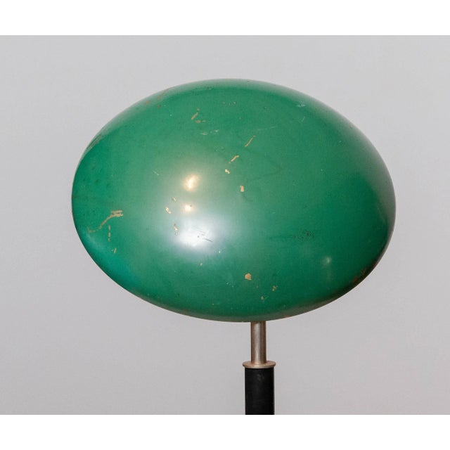 Green and Metal Table Lamp attributed to Harald Notini for Arvid Böhlmarks, 1930s For Sale - Image 4 of 11