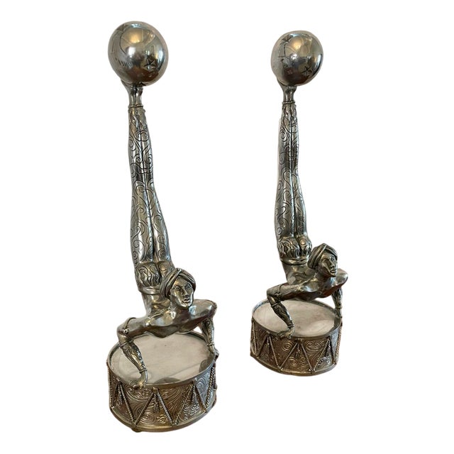 Art Deco Silver Plated Candlesticks, 1930, Set of 2 For Sale