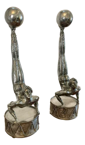 Art Deco Silver Plated Candlesticks, 1930, Set of 2