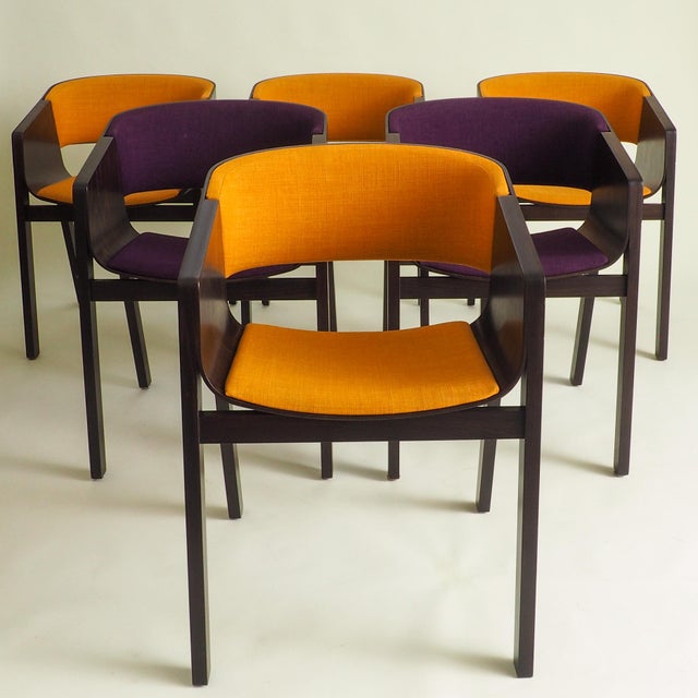 Set of 6 Merano armchairs by TON Stunning set of 6 dark wooden armchairs by Austrian designer Alexander Gufler for TON....