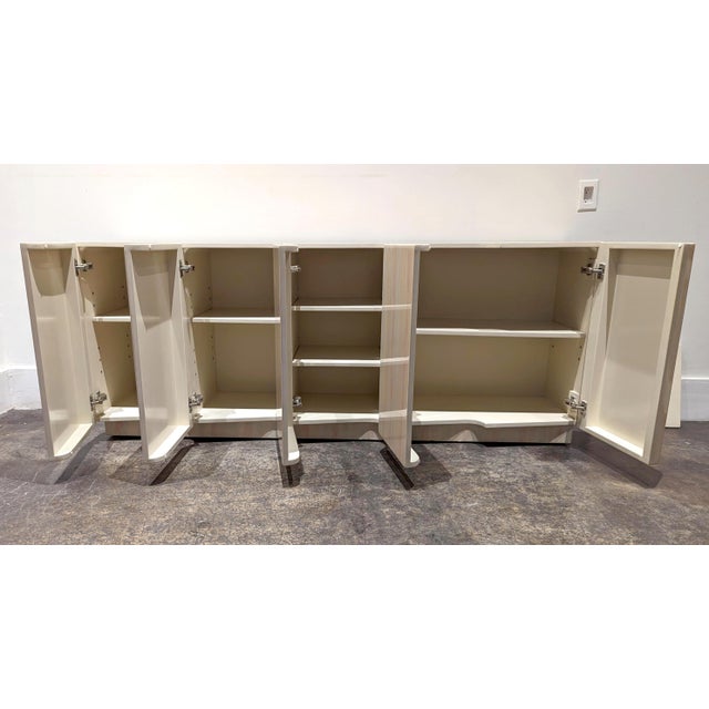 Postmodern Postmodern Wave Front Lacquered Credenza With Pastel Finish Circa 1980s For Sale - Image 3 of 8