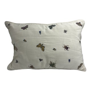 Chelsea Textiles Embroidered Pillow With Insects For Sale