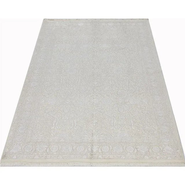 Traditional Handwoven Silk and Wool Runner Rug 5'0" X 7'10" For Sale - Image 9 of 13