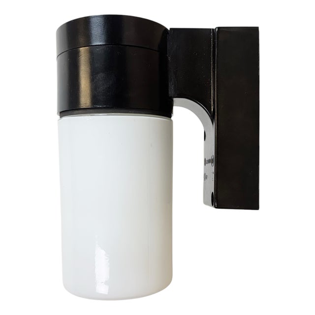 Industrial Brown Bakelite Wall Light in Milk Glass from Elektrosvit, 1960s For Sale