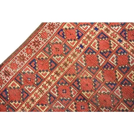 Wonderful Red Color With Rhombus Geometric Design Antique Asian Ersari Beshir Rug For Sale - Image 11 of 12