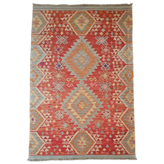 Wool Kilim Rug with Traditional Geometric Patterns For Sale - Image 9 of 11