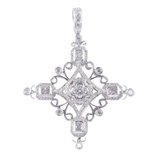 Michael Beaudry Signed Handmade Platinum Diamond Maltese Cross Pendant For Sale