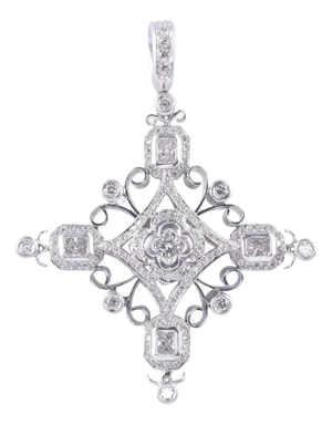 Michael Beaudry Signed Handmade Platinum Diamond Maltese Cross Pendant