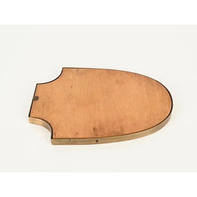 Gold Italian Brass Shield-Shaped Mirror by Gio Ponti, 1950s For Sale - Image 8 of 14