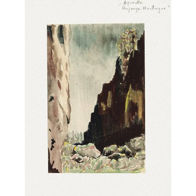 Valley is an original watercolor on paper realized by Pierre Laurent Brenot (1913-1998). Good condition, aged....