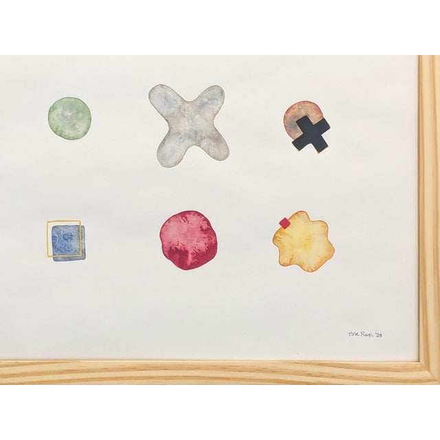 Paint Tina Ruyi "Little Blobs" Contemporary Colorful Watercolor Geometric Dot Grid Painting, 2024 For Sale - Image 7 of 11