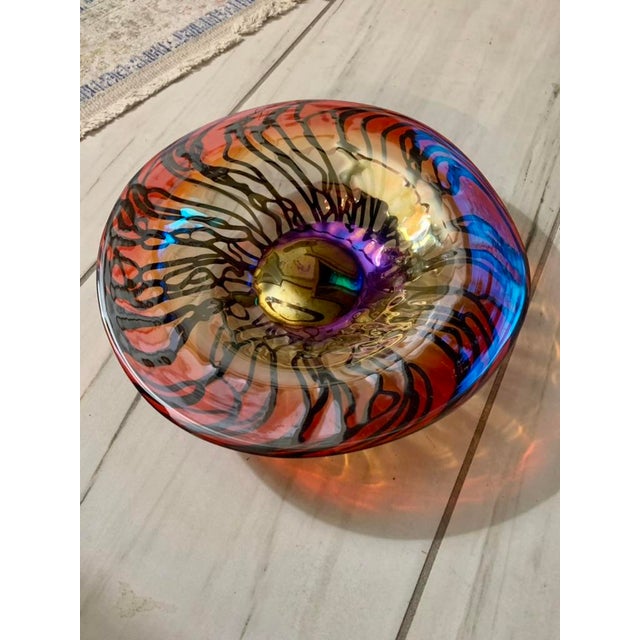 1990s 1990s Signed Correia Studio Art Glass Iridescent Centerpiece Bowl For Sale - Image 5 of 5