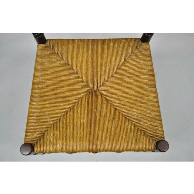 Early 20th Century Antique American Primitive Cherry Wood Woven Rush Seat Ladder Back Side Chair For Sale In Philadelphia - Image 6 of 11