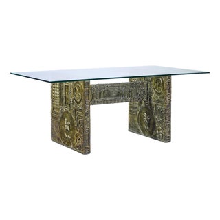 Adrian Pearsall for Craft Associates Mid Century Brutalist Glass Top Dining Table For Sale