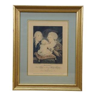 Early 19th Century Antique Aquatint Engraving Prince Serge Gagarin Princess Barbara Son Nicholas For Sale