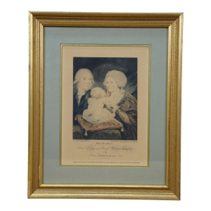 Early 19th Century Antique Aquatint Engraving Prince Serge Gagarin Princess Barbara Son Nicholas
