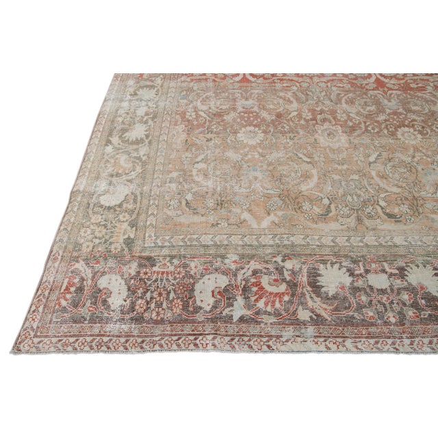 Antique Shabby Chic Red Mahal Wool Rug For Sale - Image 4 of 12
