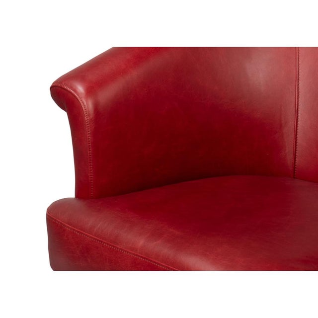 Red Leather Tub Chair For Sale In Raleigh - Image 6 of 11