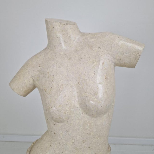 Sculptural Female Torso, 1980s, Layered Reclaimed Mactan Stone For Sale - Image 13 of 16