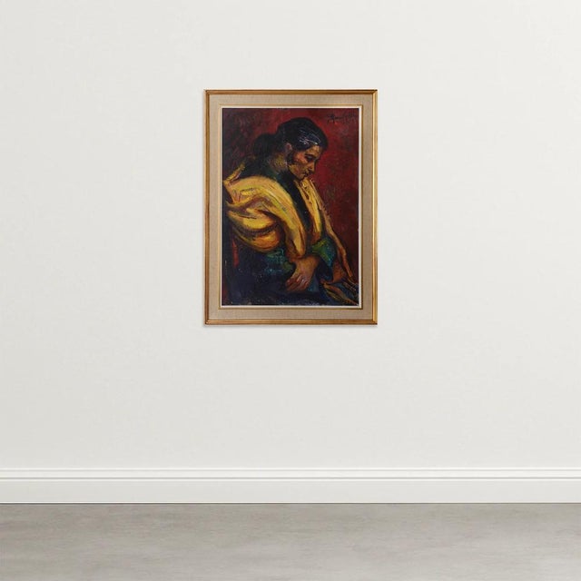 Follower of Isidre Nonell i Monturiol (1872-1911). Signed oil on canvas of a gypsy lady Second half of the 20th century