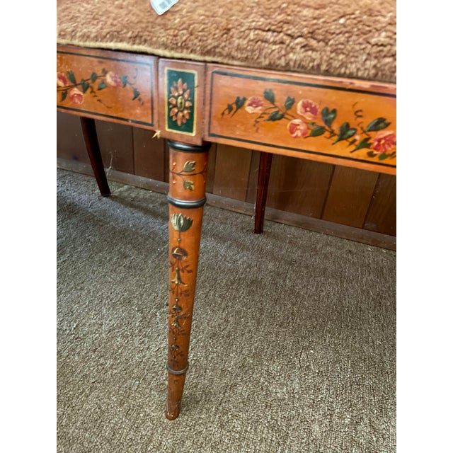 Edwardian Satinwood Painted Cane Back Open Arm Settee For Sale - Image 11 of 12