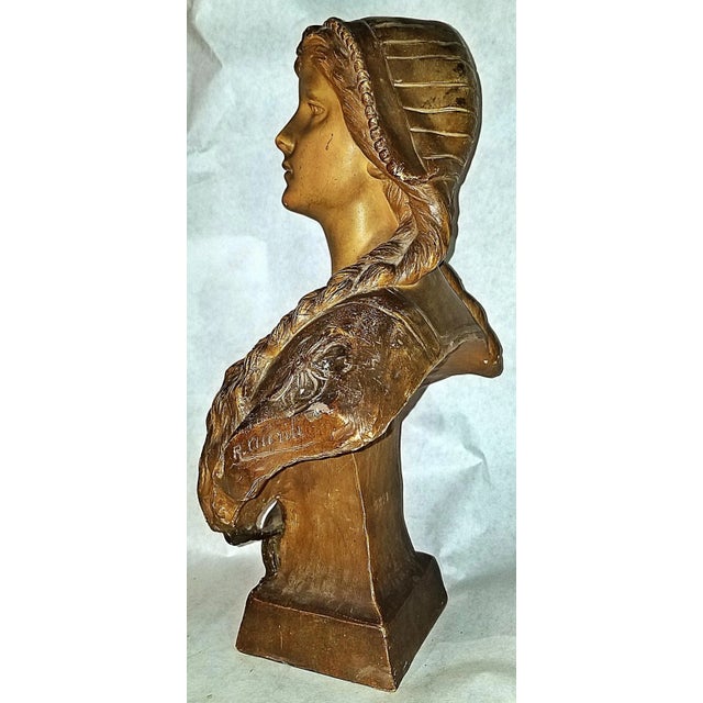Late 19th Century Antique White Plaster Teracotta Bust - Venetian Girl by Richard Aurili For Sale - Image 5 of 12