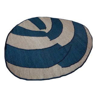 Jiko I (Deep Sea and White Sand) Rug by Kelechi Ejikeme for Swallo Studio For Sale