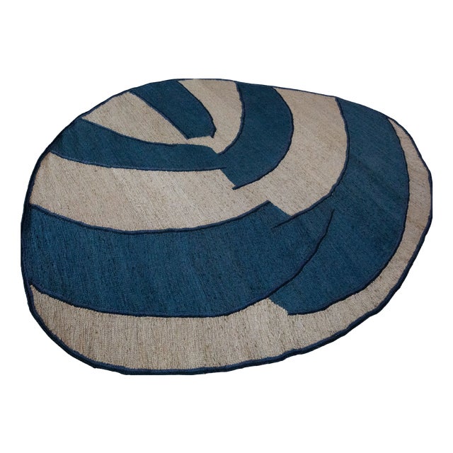 Jiko I (Deep Sea and White Sand) Rug by Kelechi Ejikeme for Swallo Studio For Sale