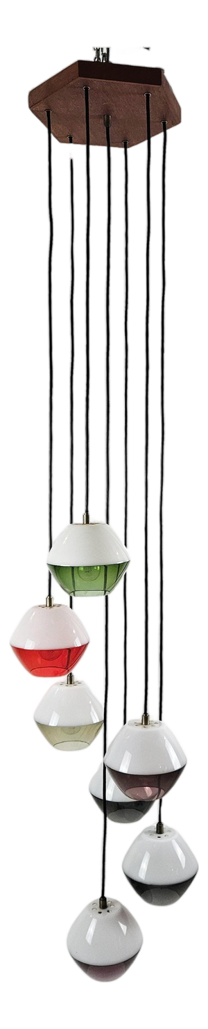 Italian 7-Light Cascade Pendant Chandelier, 1960s