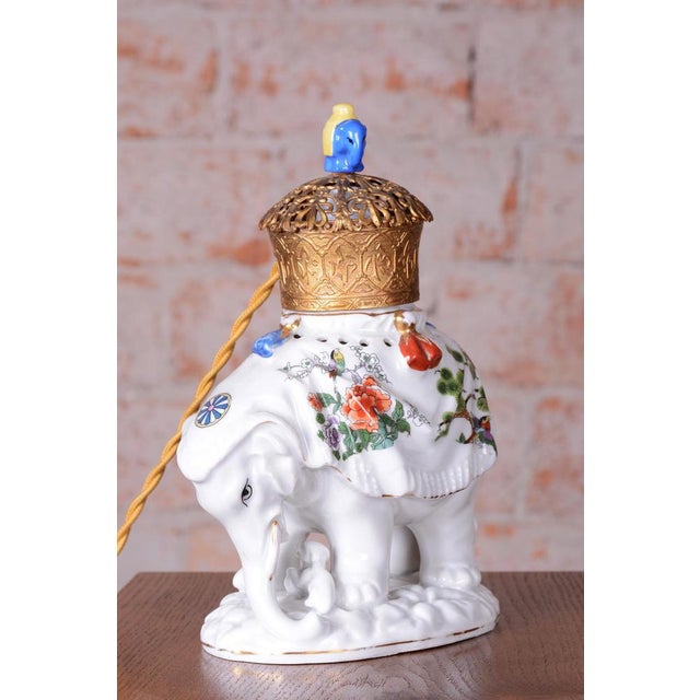 Asian Table Lamp in Brass and Porcelain, India, 1970s For Sale - Image 4 of 13