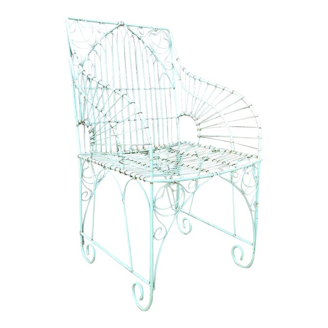 Vintage Wrought Iron Outdoor Patio Furniture, Attributed For Sale