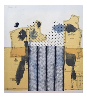 Vintage Mixed Media Abstract Painting & Collage "Dressmaker" by David Ramage Prentice 1981