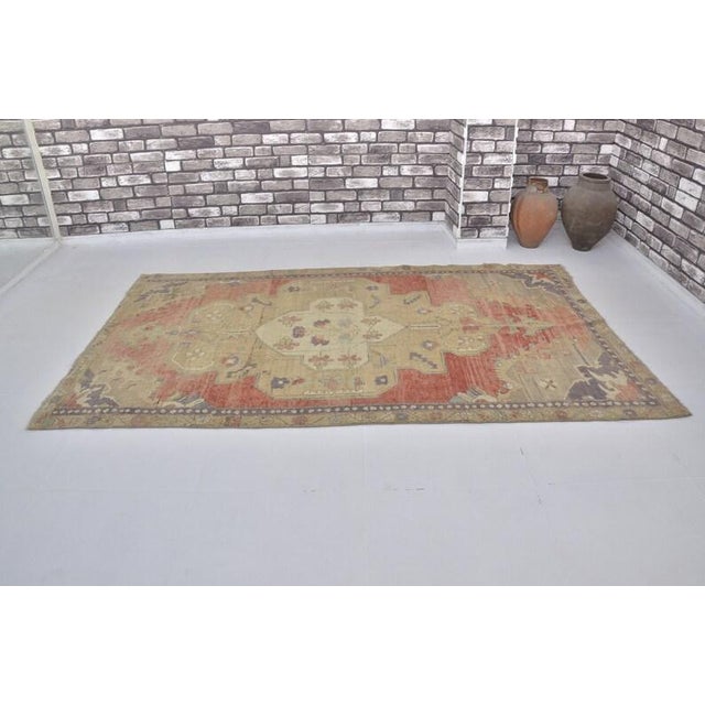 Handmade wool carpet in Turkish Anatolia , Vintage Oushak Rug,Turkish Vintage Anatolian Rug, Handmade wool Rug . One Of...