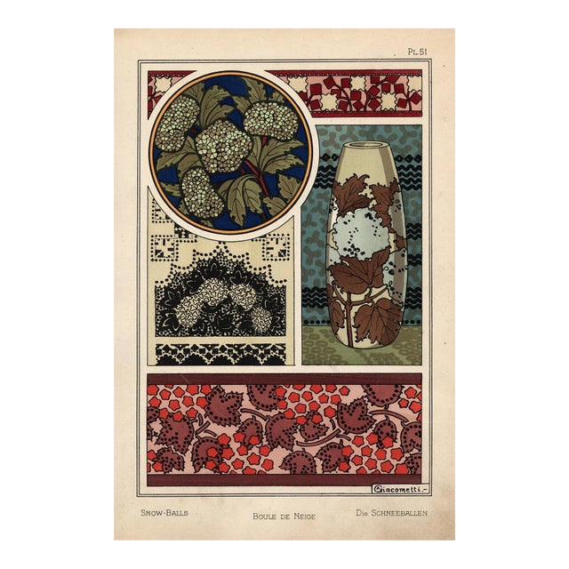 "Boule De Neige, Pl. 51" Art Nouveau Pochoir by A. Giacometti For Sale
